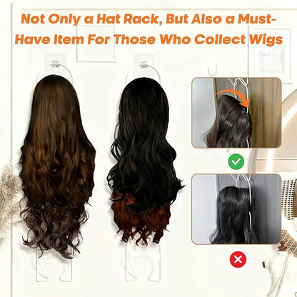 LINFIDITE 10 Pack Hat Rack Hanging Baseball Caps Display Storage Rack Hat Organizer Wigs Rack Over Door Wall Mounted Scarves Handbags Storage Holder for Door, Wall, Closet, Bathroom,White
