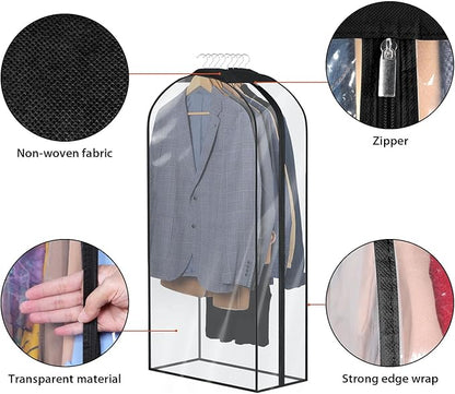 Univivi Garment Bags Garment Covers for Hanging Clothes, 10" Gusseted Clear Suit Bags for Clothes Storage, Garment Bag for Closet Storage, 40", 4-Pack