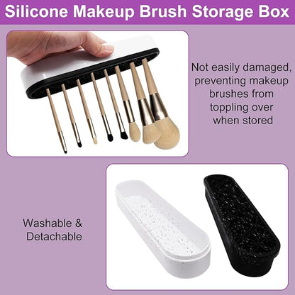 1Pcs Black Silicone Makeup Brush Holder Make Up Brush Holder Stand Makeup Brushes Storage for Painting Pen Brushes Nail Clippers Drill Pens Ruler Sewing Craft Tools