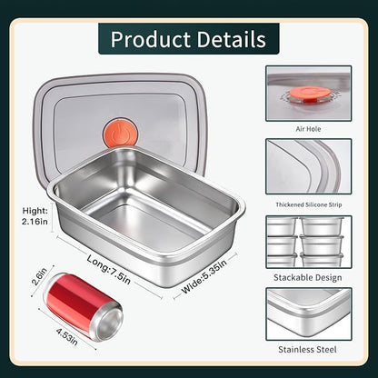 GIUOIDUO 10 Pack Stainless Steel Food Storage Containers with Leak-Proof Lids, 37oz Reusable Metal Meal Prep Lunch Boxes, Stackable, Dishwasher Safe for Snacks, Fruits & On-the-Go Meals, BPA-Free