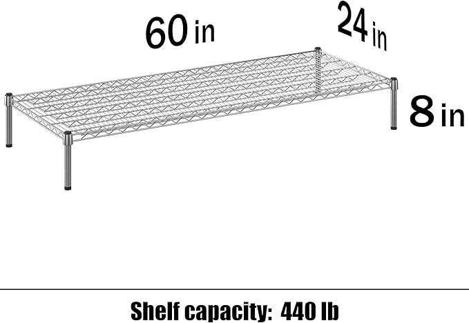 24" Deep x 60" Wide x 8" Height Wire Shelving Kit | 1-Tier | NSF Commercial Storage Rack Unit