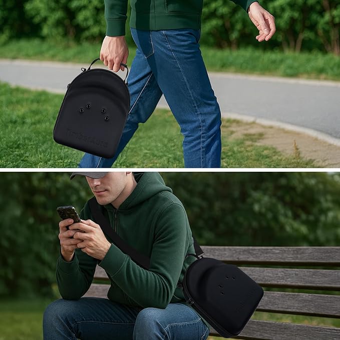 Black Hat Case for Baseball Caps, Sleek Hard Shell Travel Cap Carrier for 6-7 Hats, Breathable Storage Box with Airflow Eyelets for Closet & Home, Water-Resistant 1680D Oxford Cap Organizer