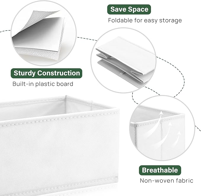 Kootek 16 Pack Drawer Organizer Clothes, Dresser Drawer Organizers for Clothing Fabric Foldable Closet Organizers and Storage Bins for Baby Clothes, Nursery, Underwear, Bras, Socks