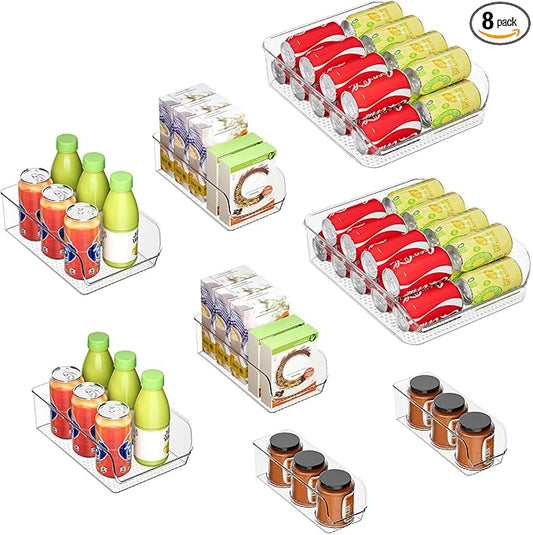 Clear Organizing Bins for Total Home Organization - Multi-Purpose Storage Solution for Pantry, Closet, Bathroom, and Kitchen (8 pack clear)