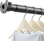 Closet Rods for Hanging Clothes, 17 to 69 Inch Stepless Adjustable Closet Rod, 1.3 Inch Diameter Metal Heavy Duty Closet Hanging Rod for Closet Wardrobes Laundry RV, Black