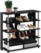 Furinno Turn-N-Tube 5 Tier Wide Shoe Rack, Americano, Stainless Steel Tubes