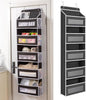 Over The Door Storage Organizer - 5 Shelf Hanging Organizer with 10 Side Pockets, 48 lbs Load Capacity (Anti-Tilt, Clear Windows & Hooks) for Bathroom, Bedroom, Kitchen,Nursery (Black, 1 Pack)