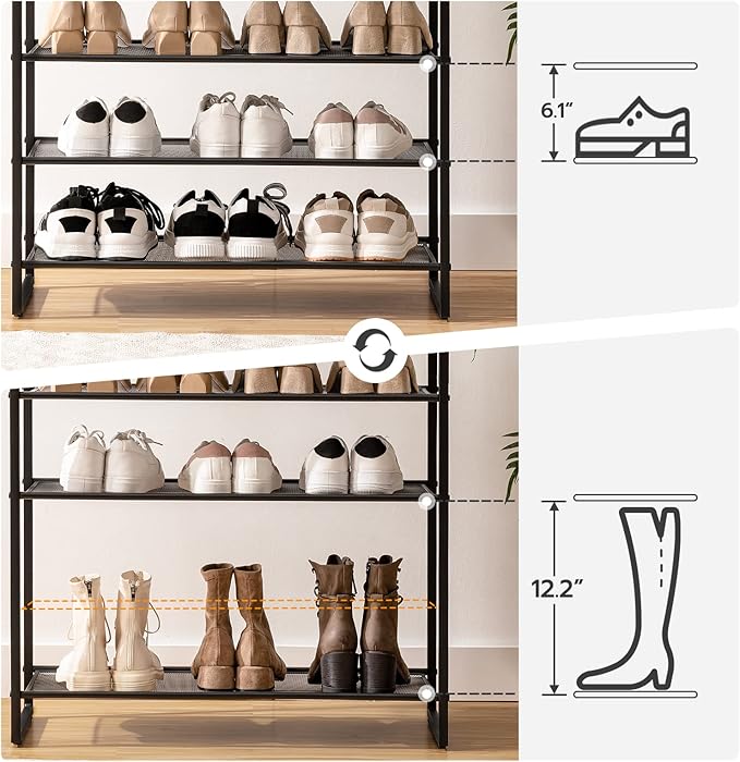 HOOBRO 10-Tier Shoe Rack for Entryway, 39.4" L Shoe Storage Organizer, Large Capacity Shoe Shelf for Closet, Front Door Entrance, Hallway, Holds 45-50 Pairs of Shoes, Rustic Brown BF171XJ01