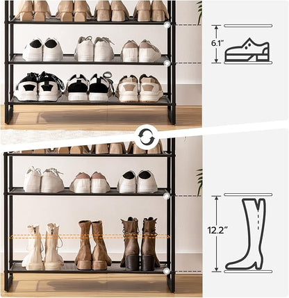 HOOBRO 10-Tier Shoe Rack for Entryway, 39.4" L Shoe Storage Organizer, Large Capacity Shoe Shelf for Closet, Front Door Entrance, Hallway, Holds 45-50 Pairs of Shoes, Rustic Brown BF171XJ01