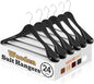 HOUSE DAY Wood Suit Hangers for Men 24 Pack, Smooth Wide Shoulder Wooden Hangers with Non Slip Pant Holder, Wide Hangers for Suits, Coats, Jackets, Heavy Wide Clothes Hanger, Black