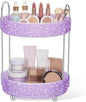 Honeydak 360 Rotating Perfume Organizer for Mother Day Nurse Day Rhinestone Bathroom Counter Organizer Makeup Holder Skincare and Perfume Storage for Cosmetic Countertop(2 Tiers,Resin Stone,Purple)