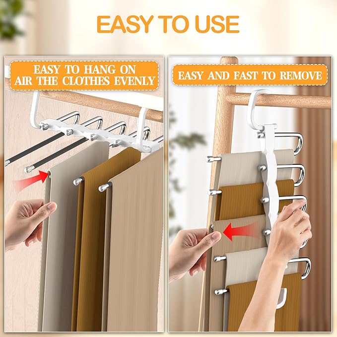 Pants Hangers Space Saving - 2 Pack - Closet Organizers and Storage, Hanger for Jeans Trousers Clothes