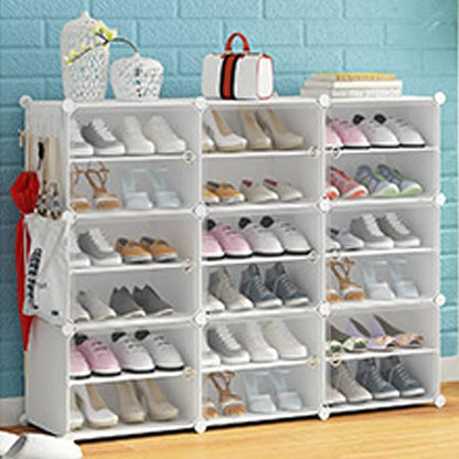 Free Standing Shoe Racks DIY Shoe Organizer Stackable Shoe Cabinet for Closet Entryway Living Room Small Space Shoe Shelves Clear Door Easy Assembly