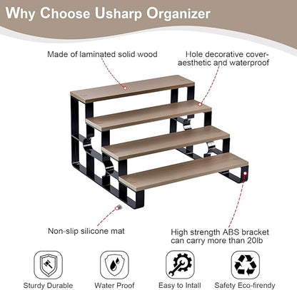 4 Tier Perfume Organizer for Men,Wooden Makeup Organizer,Cologne Stand for Men,Bathroom Organizers and Storage for Vanity,Display Shelf(Walnut-Width=11.2")