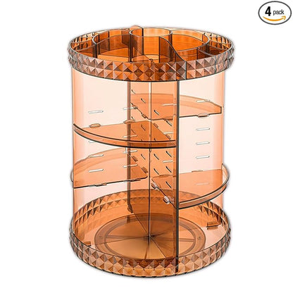 V-HANVER 360 Rotating Makeup Organizer Perfume Organizer Coffee Color Cosmetic Storage Display Case Large Capacity Beauty Holder Adjustable Partition Height for Bedroom Dresser or Bathroom Vanity
