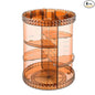 V-HANVER 360 Rotating Makeup Organizer Perfume Organizer Coffee Color Cosmetic Storage Display Case Large Capacity Beauty Holder Adjustable Partition Height for Bedroom Dresser or Bathroom Vanity