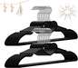Plastic Hangers 30 Pack, Heart-Shaped Clothes Hanger Ultra Thin Space Saving - Black Slim Hangers with 360 Degree Swivel Hook & Clips -Strong Durable Adult Coat Hangers for Dress, Shirts, Coats