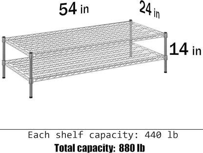 24" Deep x 54" Wide x 14" Height Wire Shelving Kit | 2-Tier | NSF Commercial Storage Rack Unit
