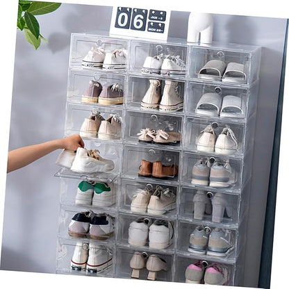 6pcs Shoe Storage Box Plastic Shoe Boxes Lids Organizer for Closet Bins for Stackable Storage