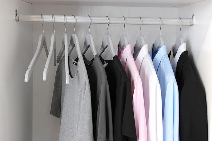 Quality Semi Curved Grey Wooden Suit Hangers, 80-Pack Smooth Finish Solid Wood Coat Hanger with Swivel Hook, Jacket, Pant, Dress Clothes Hangers Gray, 80