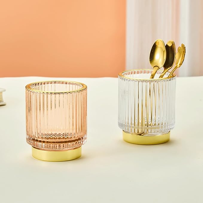 Makeup Brush Holder Organizer,Toothbrush Holders,Desk Pen Pencil Holder,Multifunctional Vintage Glass Brush Cup(A3-33-US)
