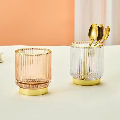 Makeup Brush Holder Organizer,Toothbrush Holders,Desk Pen Pencil Holder,Multifunctional Vintage Glass Brush Cup(A3-33-US)