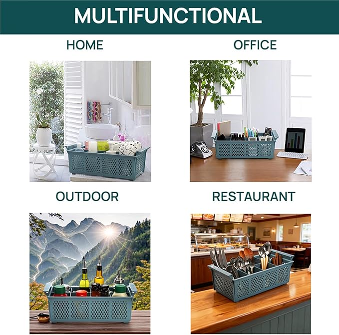 Nicunom Large Flatware Rack, 16" Plastic Cutlery Basket 8-Slot Silverware Organizer for Knives, Forks, Spoons, Utensils, Flatware Dishwasher Basket for Kitchen Restaurant Camping RV