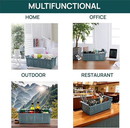 Nicunom Large Flatware Rack, 16" Plastic Cutlery Basket 8-Slot Silverware Organizer for Knives, Forks, Spoons, Utensils, Flatware Dishwasher Basket for Kitchen Restaurant Camping RV