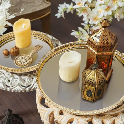 Ayswupt Gold Mirrored Vanity Tray for Bathroom Counter,Metal Decorative Jewelry Storage Tray Cosmetic Perfume Organizer for Dresser,Bedroom,Home Decor,Suit for Candle Holder,Coffee Table Centerpiece,L