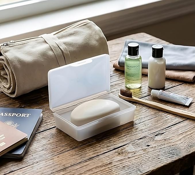 American Comb Travel Soap Box with lid - Clear White - Perfect for Traveling, Gym, or Storage. Made in The USA.