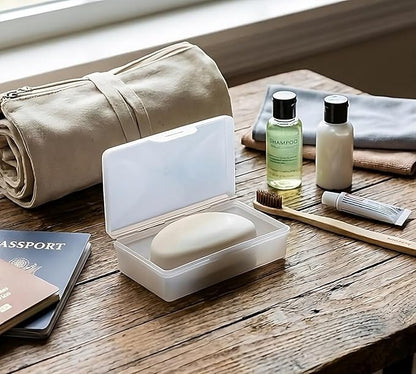 American Comb Travel Soap Box with lid - Clear White - Perfect for Traveling, Gym, or Storage. Made in The USA.
