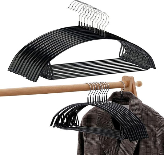 Contour Metal No Bumps Hanger - Suit, Coat & Sweater Hanger (Pack of 20, Black)