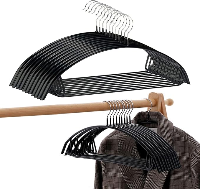 Contour Metal No Bumps Hanger - Suit, Coat & Sweater Hanger (Pack of 30, Black)