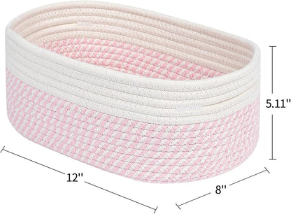 CubesLand Rectangle Organization/Storage Basket, Natural Cotton Rope Woven Baskets for Organizing, Small Basket for Kids, Baby Nursery, Cat Dog Toy Baskets, Organizer Bins for Shelves 3 Packs