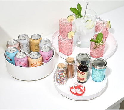 iDesign Recycled Plastic Lazy Susan Turntable Organizer, The Rosanna Pansino Collection – 14.9” L x 14.85” W x 1.6” H, Coconut (Pack of 2)
