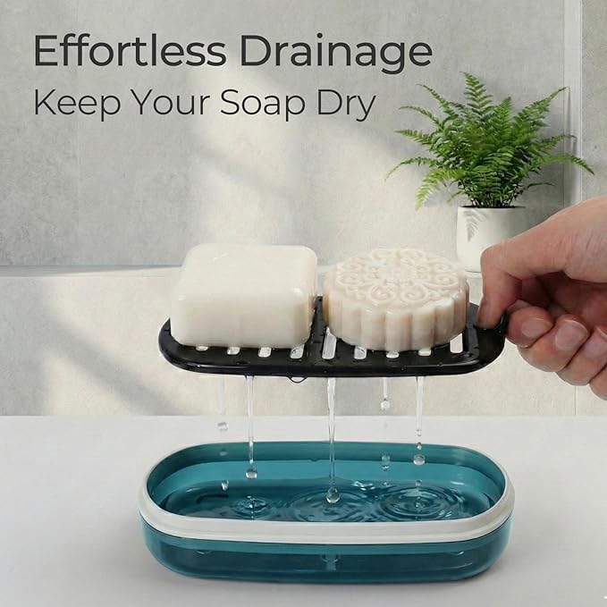 AIMAIAIMAI Shampoo Bar Holder Travel Case for Two Bars – Compatible with Kitsch Solid Shampoo & Conditioner Bars, Large Soap Container for Bathroom or Travel (Blue Style A-Large)