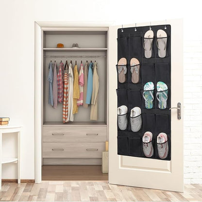 F-color Large Hanging Organizer - Over the Door Shoe Organizer, Cruise Essentials for Closet & Pantry, 20 Breathable Mesh Pockets, Space Saving Hanging Storage Holder with 4 Heavy-Duty Metal Hooks