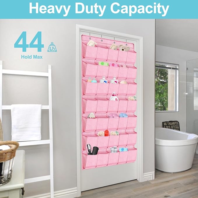 homyfort 35 Pockets Over the Door Shoe Organizer, Hanging Door Shoe Rack for Closet, Large Shoe Storage Holder Zapateras Organizer for Shoes (Pink)