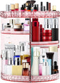 360 Rotating Makeup Organizer Large Capacity Cosmetics Organizer Beauty Organizer Clear Cosmetic Storage Display Case with 8 Layers and Detachable Shelves for Bedroom Dresser