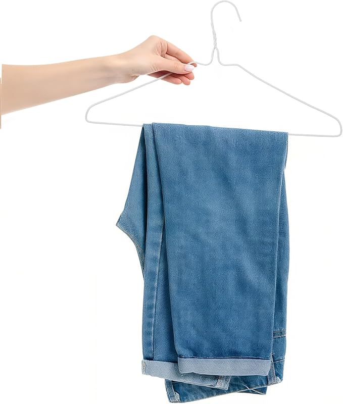 10 Pack Drip Dry Wire Hanger Bulk 16 Inch Galvanized Steel Coat Clothes Hangers with Plastic Coating Dry Cleaner Suit Holders for Home Caped Clothing (White)