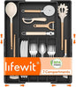 Lifewit Silverware Drawer Organizer, Expandable BPA Free Utensil Tray for Kitchen, Adjustable Flatware and Cutlery Holder, Plastic Storage for Spoons Forks Knives, 8.9-14.2 x 11.3-19.4 x 1.7, Black