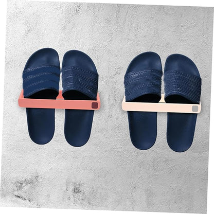 OSALADI Wall Mounted Shoe Rack Slipper Holder 4pcs Punch-free Slippers Hanging Organizer for Entryway and Bathroom, Space-saving Multi-color Shoe Shelf Set
