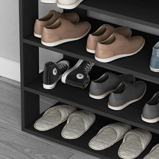 sogesfurniture 5-tier Wooden Shoes Rack Organizer with Storage Compartment, Free Standing Shoe Storage Shelf for Entryway, Living Room, Hallway, Doorway (29.5" Black)