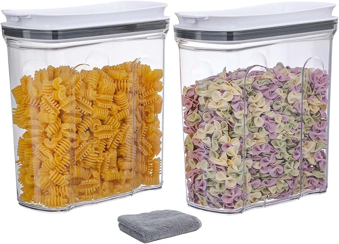 Cereal Containers Storage Set, Airtight Food Storage Container with Lid 2.5L,2PCS BPA-FREE Plastic Pantry Organization Canisters for Rice Cereal Flour Sugar Dry Food in Kitchen…