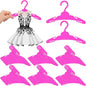 Soulchen 50 Pcs Doll Clothes Hangers for 18 Inch Dolls, Rose Red Plastic Clothes Hangers with Non-Slip Clips, Space-Saving Wardrobe Accessories for Gown Dress Outfit