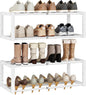 IBUYKE 2 Pack Wall Mounted Shoe Rack, 16"-29” Expandable Hanging Shoe Organizer for 12-16 Pairs, Space Saving Metal Wall Shoe Storage for Entryway Closet, White TXJ001W-2