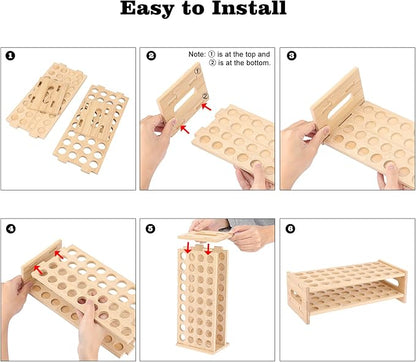 ELLDOO Rollerball Perfume Organizer, 36 Spaces Bamboo Perfume Storage Holder Beauty Scent Holder with Handle, Makeup Lipgloss Lipstick Display Case