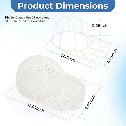 Hat Washer Cage for Baseball Caps, Hat Cleaner for Washing Machine & Dishwasher, Fits Adult & Kids Hats Baseball Cap Washing Cage, Cap Cleaner with Frame Cage and Mesh (1Pack White)