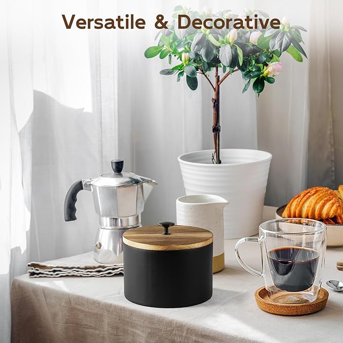 Coffee Filter Holder, Wood Filter Storage Container for Counter, Coffee Bar Accessories for Home Decor, Black