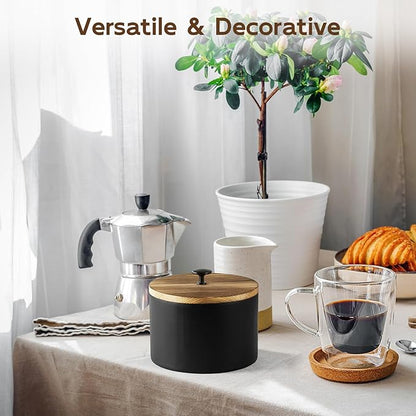Coffee Filter Holder, Wood Filter Storage Container for Counter, Coffee Bar Accessories for Home Decor, Black